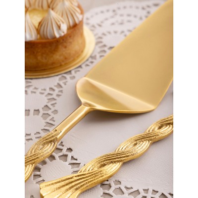 Matte Gold Stainless Steel Cake Server Set