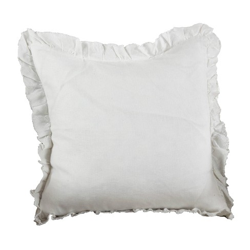 Saro Ruffled Linen Throw Pillow - Natural