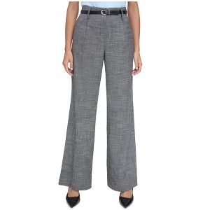 Calvin Klein Womens High Rise Belted Wide Dress Pants - 1 of 1