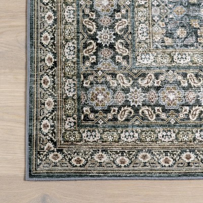 Blue Medallion 9' x 12' Washable Synthetic Area Rug