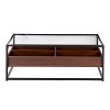 PAGED Modern 2-Tier Coffee Table with Glass Top & Wooden Storage,Minimalist Design Tea Table in Black Metal,Center Table for Living Room,Bedroom - 4 of 4