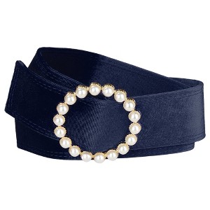 Elerevyo Women Faux Pearl Buckle Vintage Velvet Wide Cinch Belts Waistband for Dress 1 Pc - 1 of 4