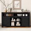 Lyngins Sideboard Buffet Cabinets with Sliding Barn Door,Mesh Panels,Coffee Bar Cabinets with Open Storage,Credenzas for Kitchen,Entryway - 2 of 4