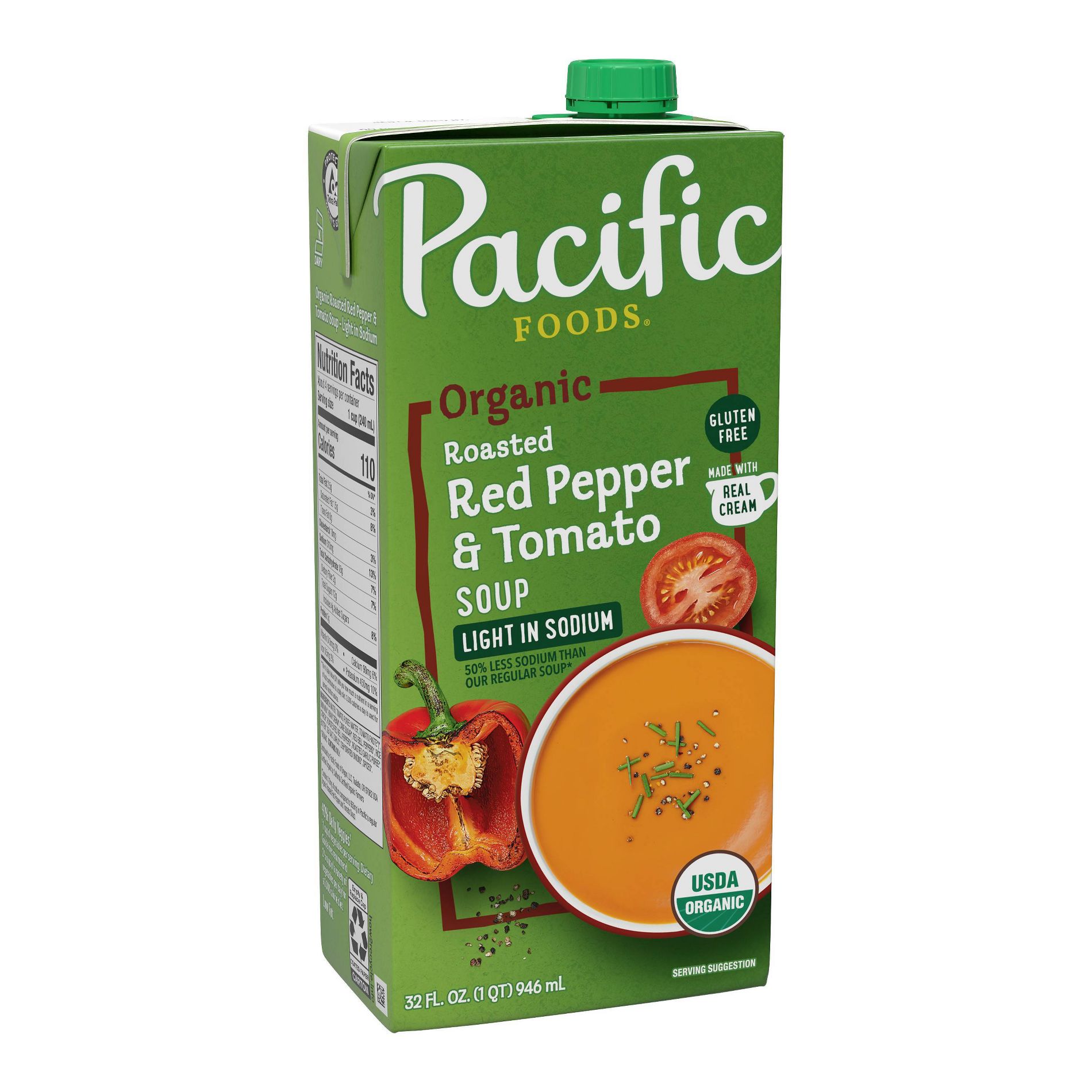 Pacific Foods Organic Gluten Free Roasted Red Pepper and Tomato Soup - 32oz