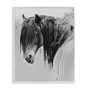 Stupell Industries Black White Monochrome Serene Fjord Horse Portrait Framed Giclee Art - 1 of 4