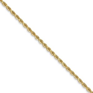 Black Bow Jewelry 1.75mm, 14k Yellow Gold Solid Diamond Cut Rope Chain Necklace - 1 of 4