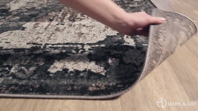 Bowen Charcoal and Beige Synthetic Fur Rectangle Area Rug 4'3" x 5'7"