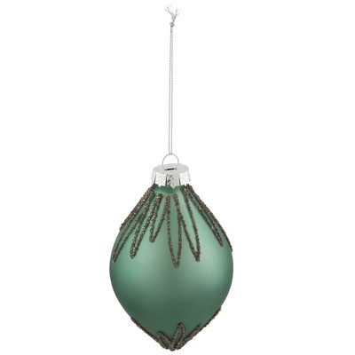 Matte Green Glass Starburst Finial Christmas Ornament