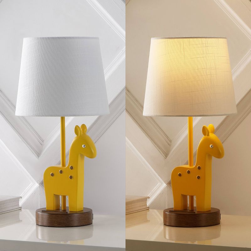 17.5&#34; Sahara Mid-Century Iron/Resin Giraffe Kids&#39; Table Lamp (Includes LED Light Bulb) with USB Charging Port Yellow - JONATHAN Y, 5 of 9