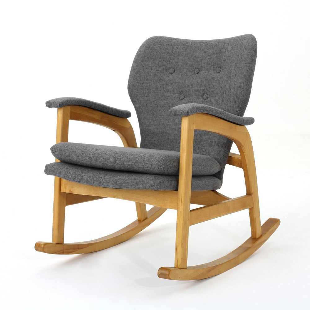 Photos - Rocking Chair Braant Mid-Century Fabric Rocker Gray - Christopher Knight Home