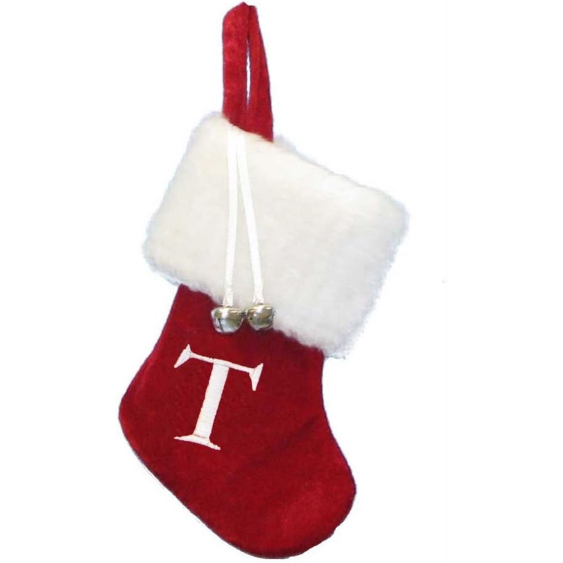 Kurt Adler Monogrammed “T” Miniature Christmas Stocking, 7"