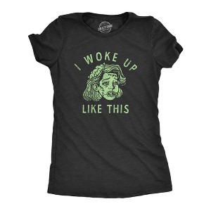 Womens I Woke Up Like This T Shirt Funny Halloween Ugly Zombie Joke Tee For Ladies - Crazy Dog Women's T Shirt - 1 of 4