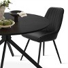 5-Piece Black Round Dining Table Set, 43'' Pedestal Table with 4 Faux Leather Upholstered Chairs, Modern Kitchen & Dining Furniture-Maison Boucle - 3 of 4