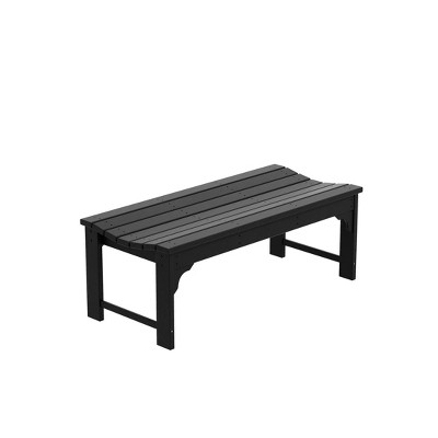 Black HDPE Backless Outdoor Garden Bench with Contoured Seat
