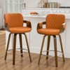 Bekrvio 26" Swivel Counter Stools with Back & Arms, Faux Leather Mid-Century Bar Stools for Kitchen Island, Walnut Frame, Set of 1/2/3/4 - 2 of 4