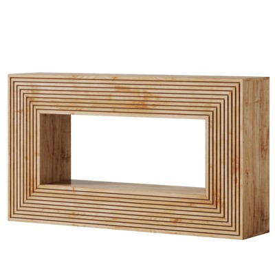 Dexmalle Natural Farmhouse Rectangular Console Table with Open Storage