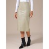 INSPIRE CHIC Women's PU Leather High Waisted Split Back Bodycon Pencil Midi Skirt - 2 of 4