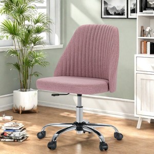 Sevobal Task And Office Chairs Modern Fabric Armless Adjustable Swivel Office Desk Chairs With Wheels, Home Office Chair, Pink, 25.59"*21.4"*33.9" - 1 of 4