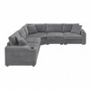 YOOCOZZ L-Shaped Corduroy Sectional Sofa with Armrest Storage, USB Charger, Cup Holders - 2 of 4