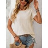 Womens Summer Ruffle Short Sleeve Round Neck Shirts Casual Loose Fitting Hollow Out Top - 3 of 4