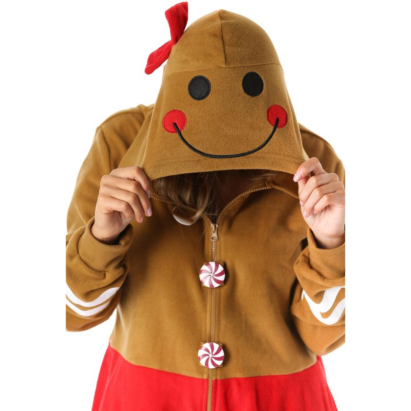 #followme Womens One Piece Christmas Themed Adult Onesie Microfleece Hoody Winter Pajamas, 2 of 6