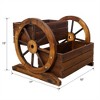 YONWAY Wooden Wagon Planter Box, Garden  with Wheels, Decorative Planter for Flowers Herbs Vegetables - 3 of 4