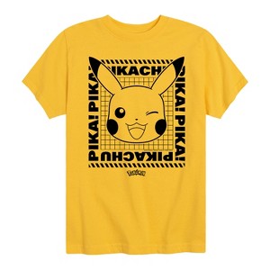 Boys' - Pokémon - Pikachu Face Wink Short Sleeve Graphic T-Shirt - 1 of 4