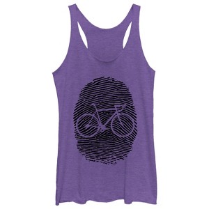 Women's CHIN UP Fingerprint Bike Racerback Tank Top - 1 of 3