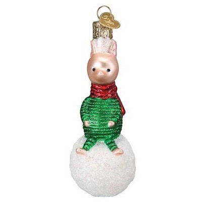 Old World Christmas 4.5 Inch Piglet On Snowball Winnie Pooh Best Friend Tree Ornaments