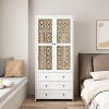 TiramisuBest Hollow Pattern 2-Door 3-Drawer Wardrobe, Wood & White Finish, Ideal for Bedrooms and Dressing Rooms - 2 of 4
