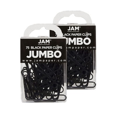 JAM Paper Colored Jumbo Paper Clips Large 2 Inch Black Paperclips 2184933A