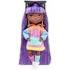 Barbie Extra Minis Doll & Accessories with Purple & Silver Hair, Toy Pieces Include Color-Block Hoodie Dress & Boots - 2 of 4