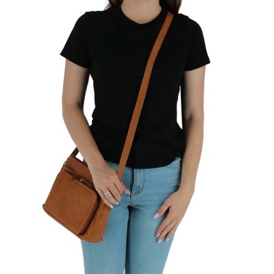 CTM Women's Leather Shoulder Bag Purse with Side Organizer, Antique Saddle — фото 6