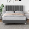 Full Size Bed Frame with Adjustable Headboard, Velvet Upholstered Platform Bed Frame with Wooden Slats Support, No Box Spring Needed - 3 of 4