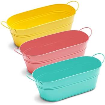 3pcs 3x3 Small Metal Bucket Colorful Mini Buckets with Handles - Blue