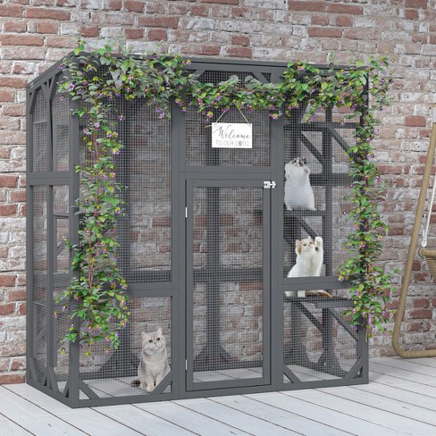 Cat House For Outside With 6 Platforms, Cat Cage With Waterproof Roof In 60 Inch Tall, Modern Cat House-Cuddlewood - image 1 of 4