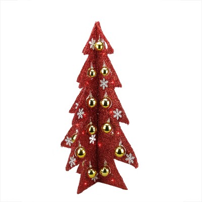 Northlight 2.25' Pre-Lit Slim Tinsel Artificial Christmas Tree - Red Lights