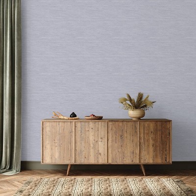 Powder Blue Vinyl Grasscloth Peel and Stick Wallpaper Roll