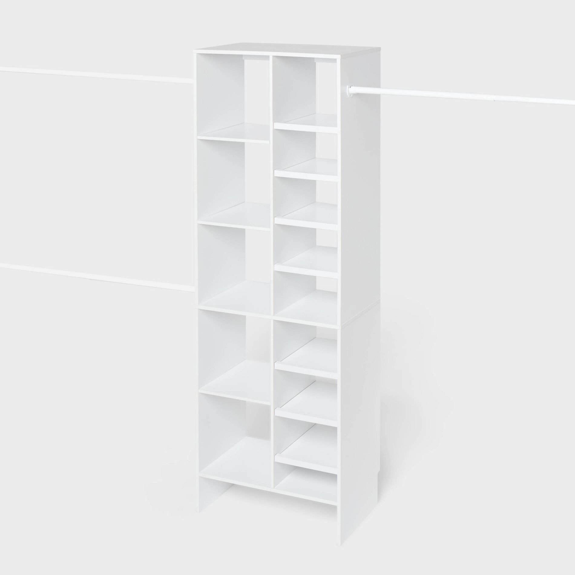 14-Shelf Double Tower Wood Closet System White - Brightroom™