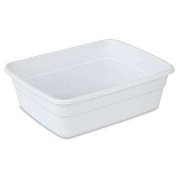 Sterilite Small Portable Rectangle Plastic Heavy Duty Reinforced Plastic 8 Qt Kitchen Dish Pan Basin Container for Dishware & Laundry, White (36 Pack)