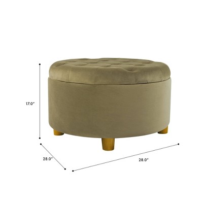 Sage Green Velvet Tufted Round Storage Ottoman