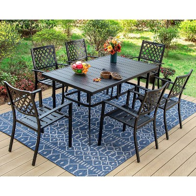 7pc Patio Dining Set With Rectangle Table With 2.6