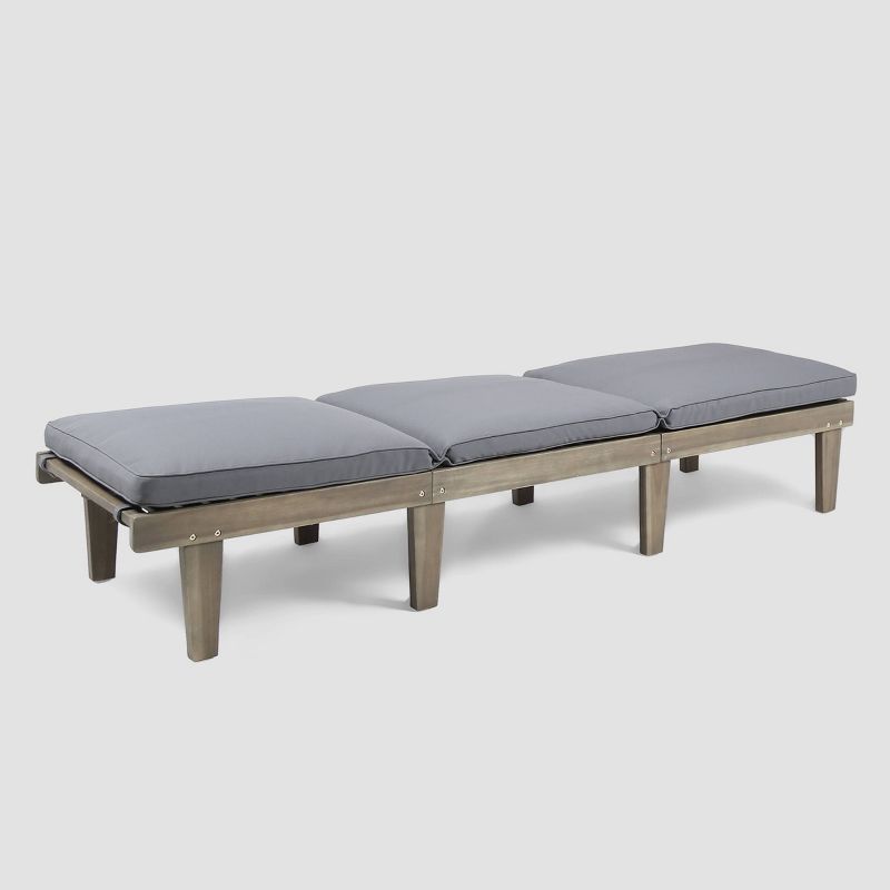 Ariana Acacia Wood Chaise Lounge - Gray/Dark Gray - Christopher Knight Home, 4 of 6