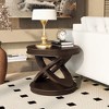 ORRD Retro Round Wooden End Table, Sofa Side Table with X-shape Base for Family Dining or Living Room. Espresso - 2 of 4