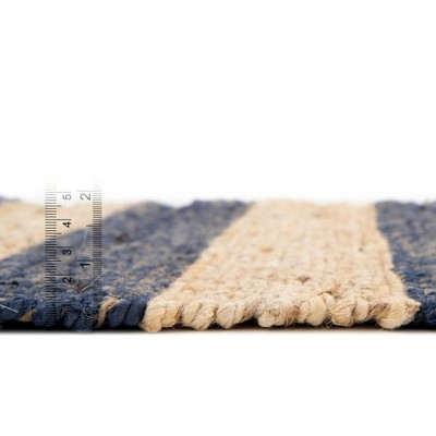 Hand-Braided Jute and Cotton Navy Ivory 4x6 Area Rug
