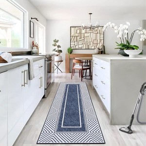 Modern Washable Bordered Area Rug, Ultra-Thin Non-Slip, Non-Shedding Foldable Mat, Chic Aesthetic Carpet for Living Room, Bedroom, Office - 1 of 4