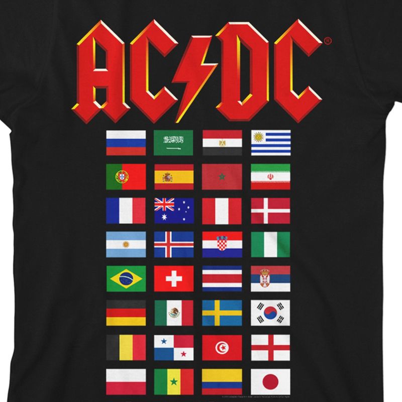 ACDC World Tour Flags Youth Black T-shirt, 2 of 4