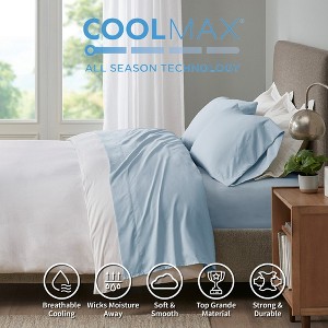 4 Pcs Hotel Collection Style Smart Cool Microfiber Moisture-Wicking Breathable Sheet Set,Sweat Resistance Solid Lightweight Bedding Set for All Season - 1 of 4