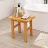 Costway 18" Teak Shower Bench Waterproof Spa Bath Stool for Shaving Legs for Bathroom - 2 of 4