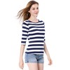 INSPIRE CHIC Women's Elbow Sleeves Boat Slim Fit Casual Stripe Animal Print Multi Floral Pattern T-Shirt - 4 of 4